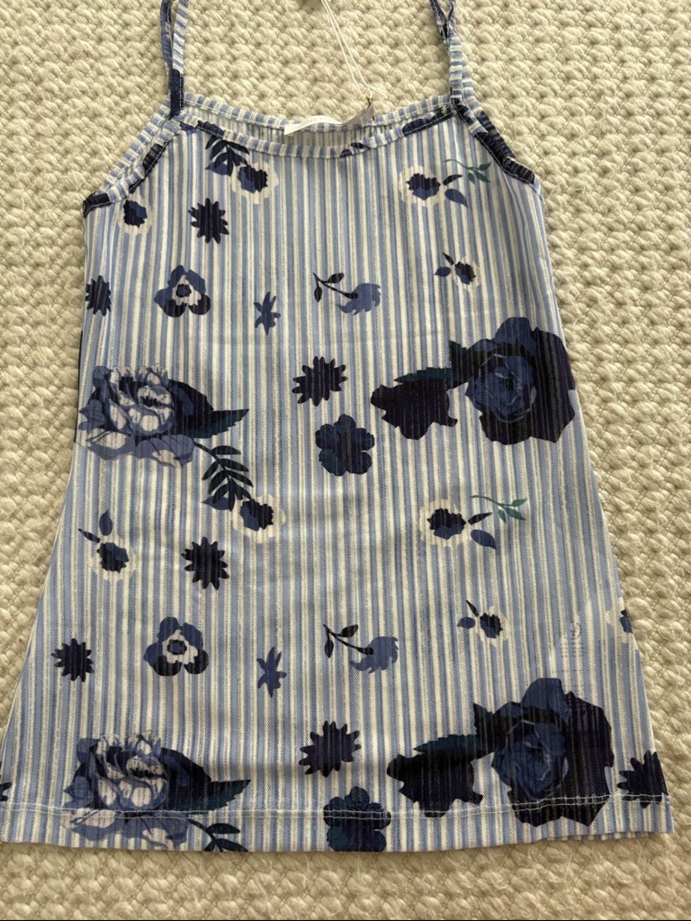 Anne Fontaine Blue and White Striped Floral Top